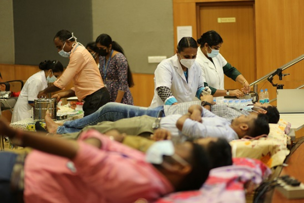 A one-day blood donation camp was organized at Infopark