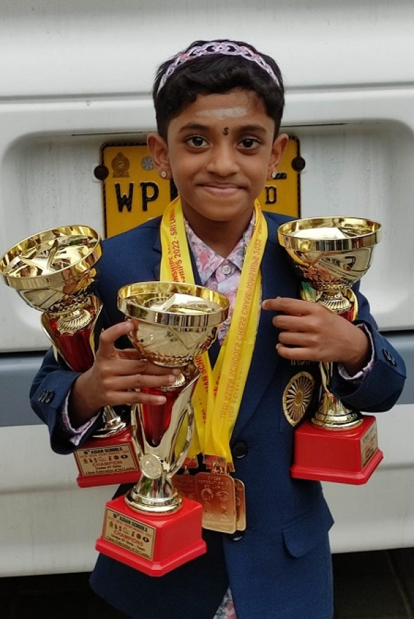 Sharvanika AS, a chess player who trains at Hutson Chess Academy, became the champion in all three formats of the 16th Asian Schools Chess Championship held in Sri Lanka.