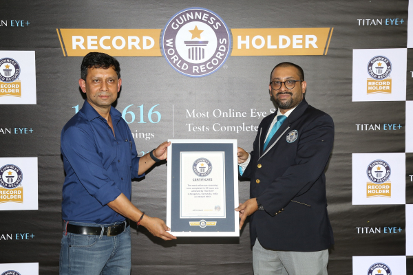 1.3 lakh eye examinations were completed in 24 hours  Titan I + holds new Guinness World Record