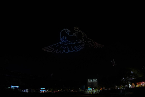 Drone show with flowers in the sky on Thiruvonala