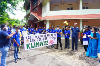 Kerala Law Academy Law College organized a cycle rally and clean-up operation as part of the Environment Day celebrations